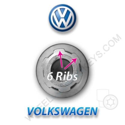 VW - Volkswagen Wheel Locking Nut Key RB 51 - 6 Splines / 6 Ribs