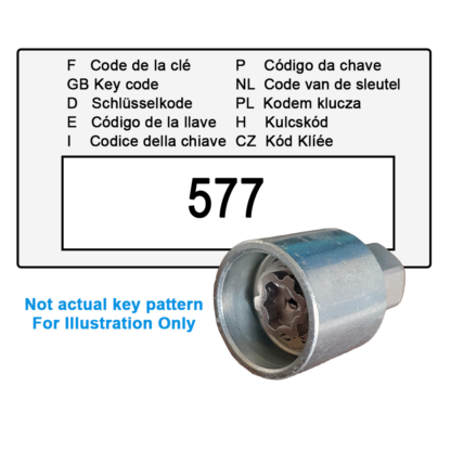 Wheel Locking Wheel Nut Key for Hyundai - Key Code 577 / S