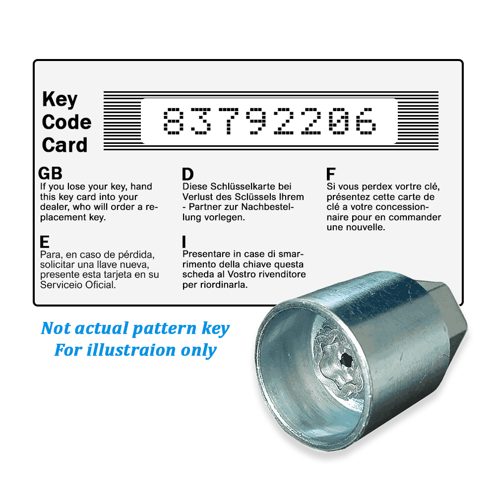 Hyundai i20 locking clearance wheel nut key