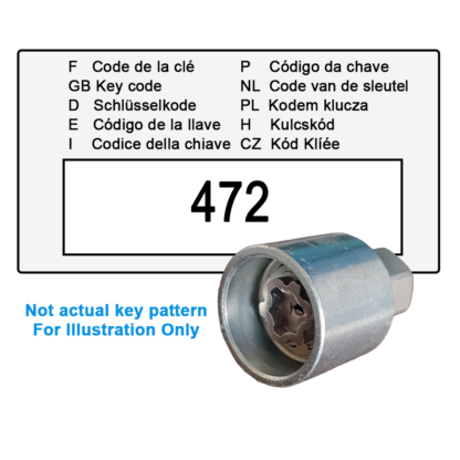 Wheel Locking Wheel Nut Key for Kia - Key Code 472 / V