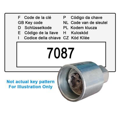 Wheel Locking Wheel Nut Key for Kia - Key Code 7087 / G