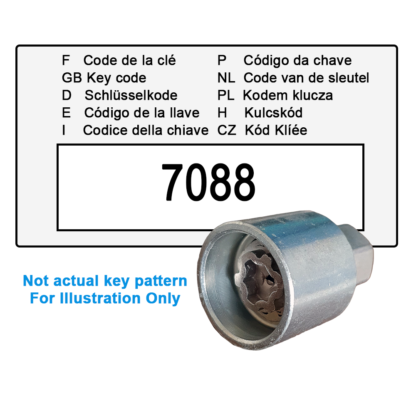 Wheel Locking Wheel Nut Key for Kia - Key Code 7088 / H