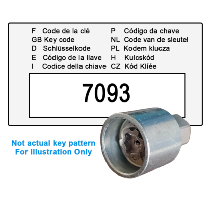 Wheel Locking Wheel Nut Key for Kia - Key Code 7093 / P