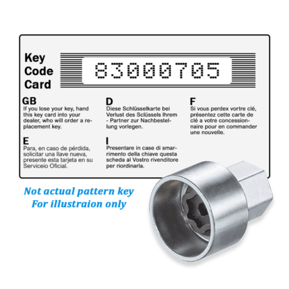 Wheel Locking Wheel Nut Key for Lexus - Key Code 830007055