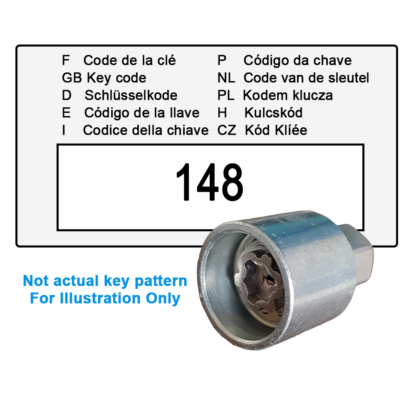 Wheel Locking Wheel Nut Key for Renault - Key Code 148 / H