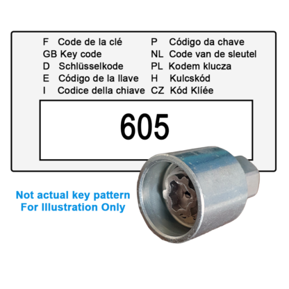 Wheel Locking Wheel Nut Key for Renault - Key Code 605 / E