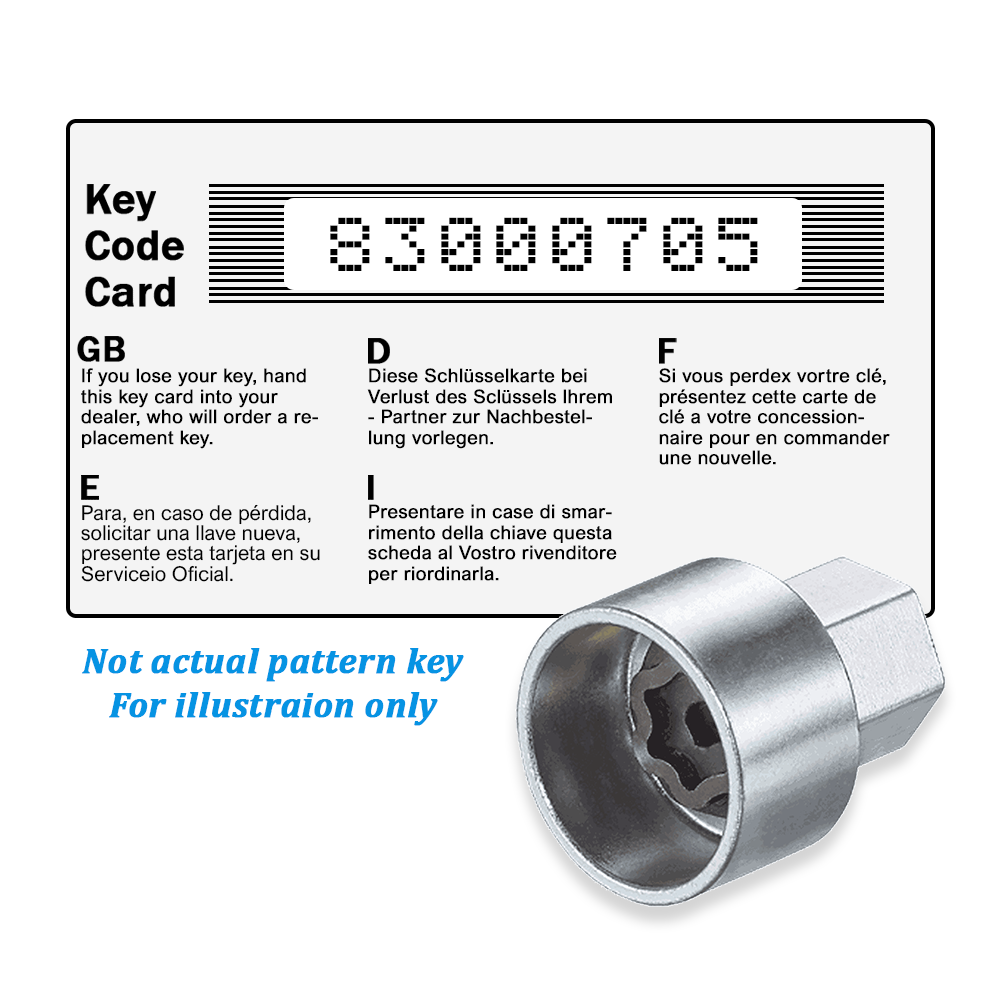 Wheel Locking Wheel Nut Key For Toyota – Key Code 830007059 – Wheel Locking Keys