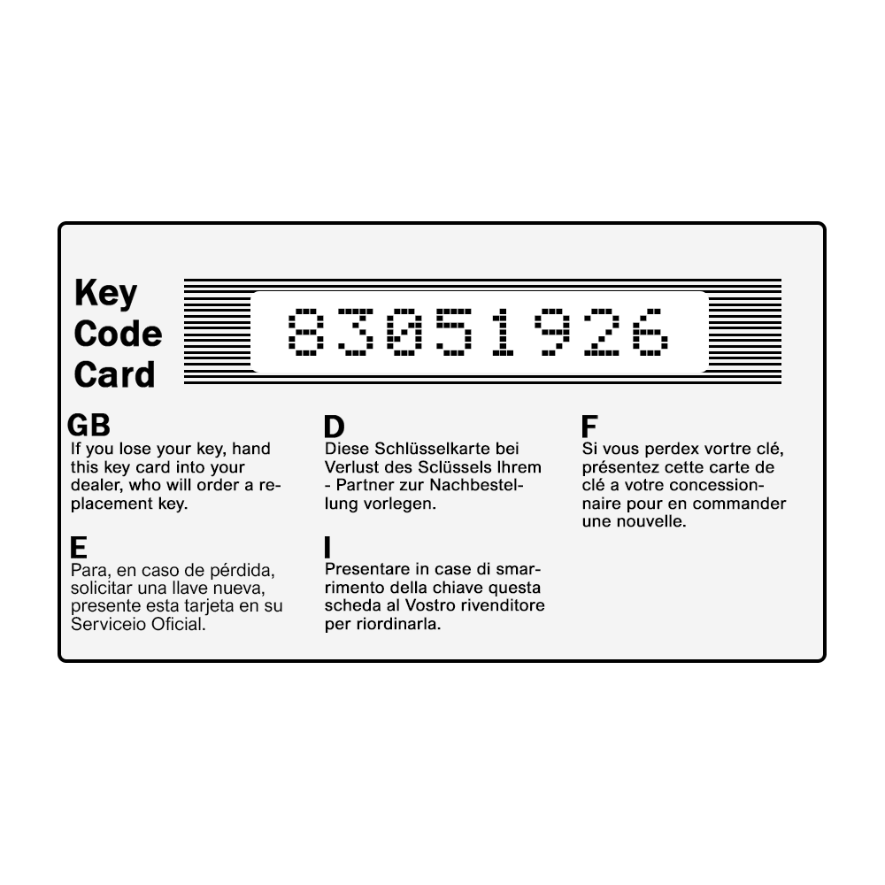 Locking Wheel Nut Key 83051926 – Wheel Locking Keys