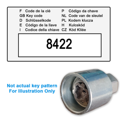 Chrysler Locking Wheel Nut Key for Code 8422 / B