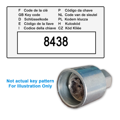 Chrysler Locking Wheel Nut Key for Code 8438 / V