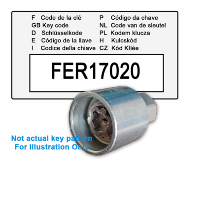 Dacia Locking Wheel Nut Key for Code FER17020 / A