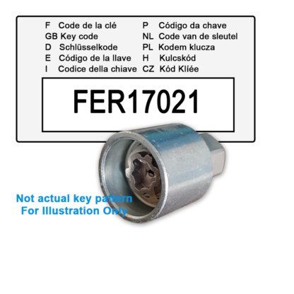 Dacia Locking Wheel Nut Key for Code FER17021 / A