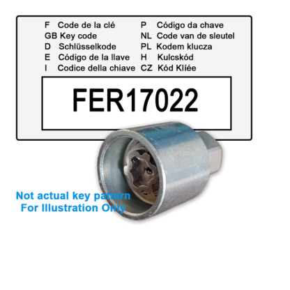 Dacia Locking Wheel Nut Key for Code FER17022 / A
