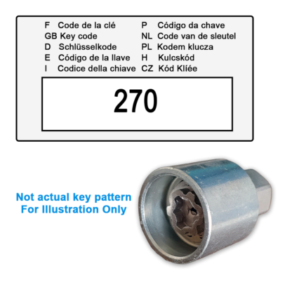 Jeep Locking Wheel Nut Key 270 / L