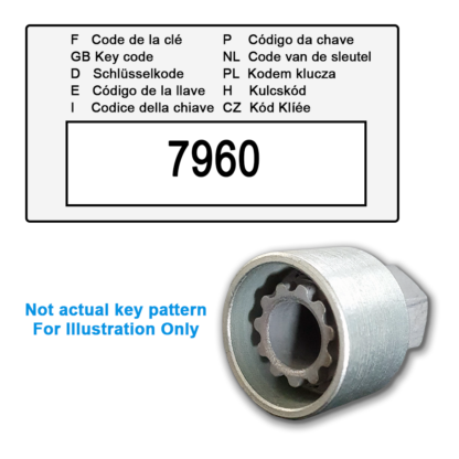 LANCIA Locking Wheel Nut Key for Code 7960 / L