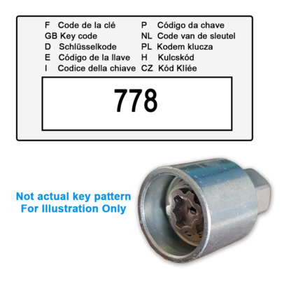 Porsche Locking Wheel Nut Key for Code 778 / W