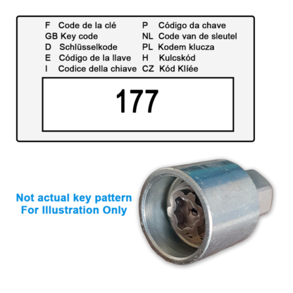 Renault Locking Wheel Nut Key for Code 177 / T