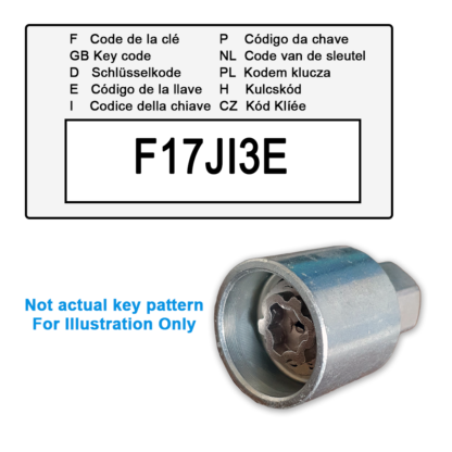 Renault Locking Wheel Nut Key for Code F17JI3E / J