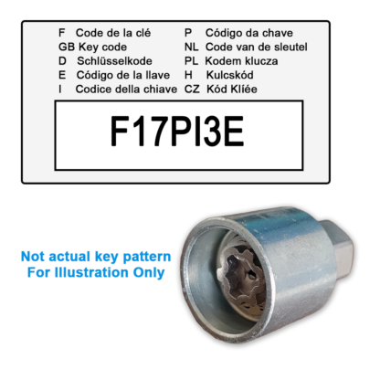 Renault Locking Wheel Nut Key for Code F17PI3E / P