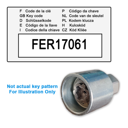 Renault Locking Wheel Nut Key for Code FER17061 / C