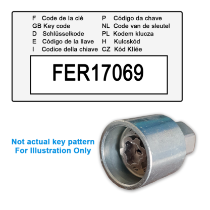 Renault Locking Wheel Nut Key for Code FER17069 / C