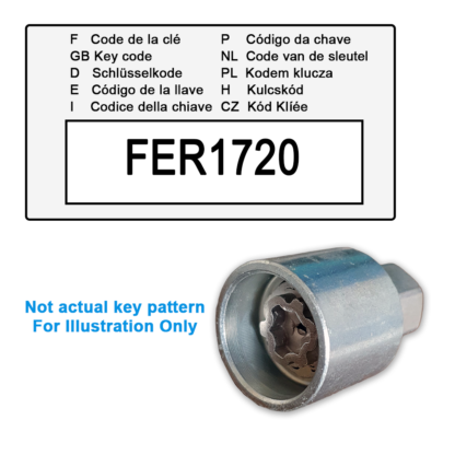 Renault Locking Wheel Nut Key for Code FER1720* / L