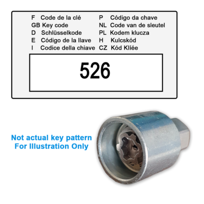 SEAT Locking Wheel Nut Key for Code 526 / F