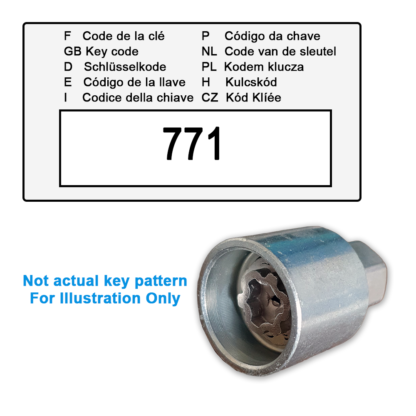 SEAT Locking Wheel Nut Key for Code 771 / M