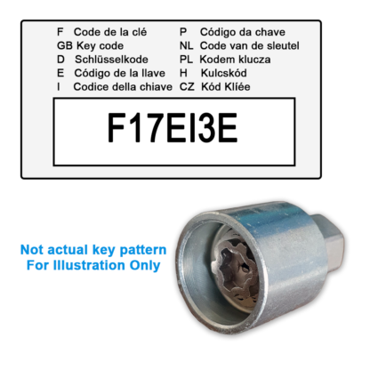 Saab Locking Wheel Nut Key for Code F17EI3E / E