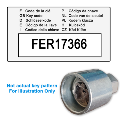 Saab Locking Wheel Nut Key for Code FER17366 / V