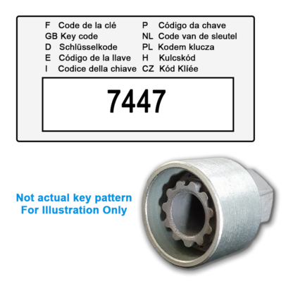 Skoda Locking Wheel Nut Key for Code 7447 / P