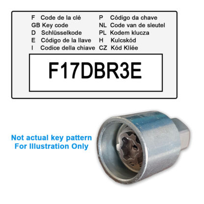 Vauxhall Locking Wheel Nut Key for Code F17DBR3E / D