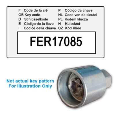 Vauxhall Locking Wheel Nut Key for Code FER17085 / D
