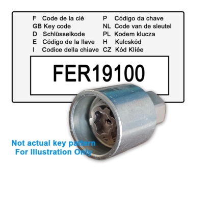 Vauxhall Locking Wheel Nut Key for Code FER19100 / E