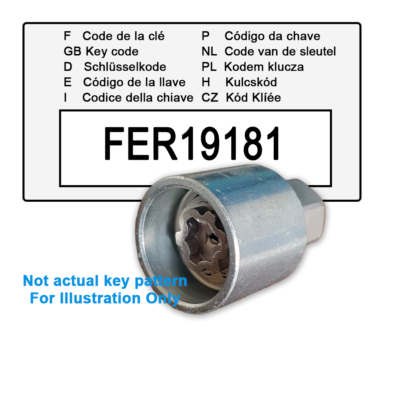 Vauxhall Locking Wheel Nut Key for Code FER19181 / J