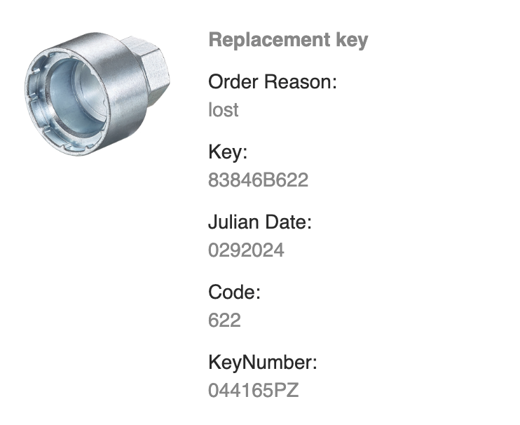 Ford Anadol wheel locking nut key replacement