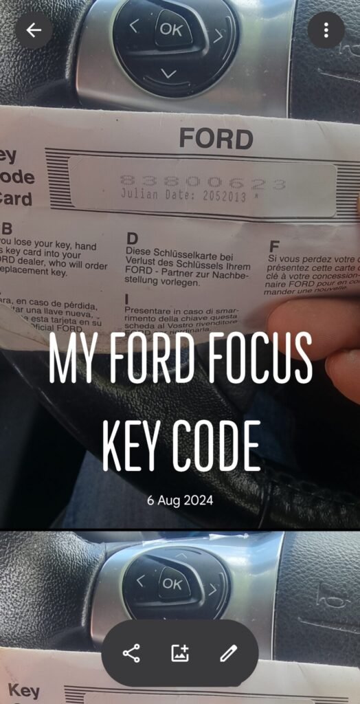 Ford Focus wheel locking nut key replacement