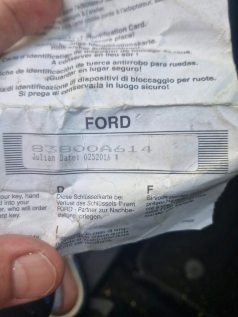 Ford Kuga wheel locking nut key replacement