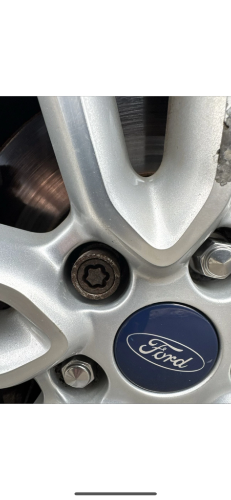 Ford Kuga wheel locking nut key replacement