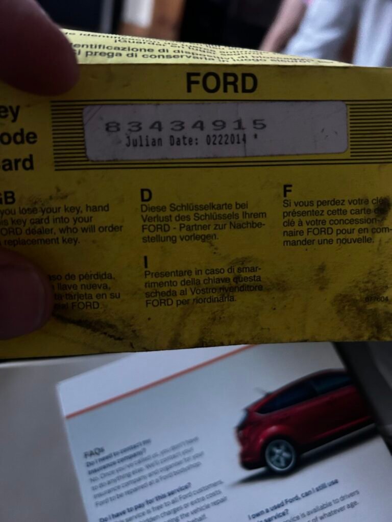 Ford S-max wheel locking nut key replacement