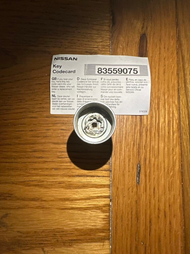 Nissan 2015 Juke wheel locking nut key replacement