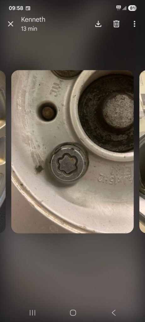 Saab 900 turbo, year 1989 wheel locking nut key replacement