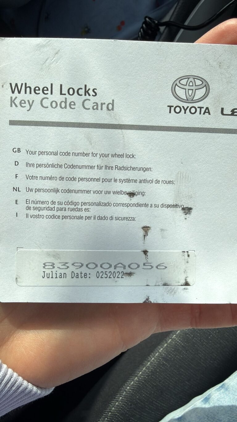 Toyota Yaris wheel locking nut key replacement