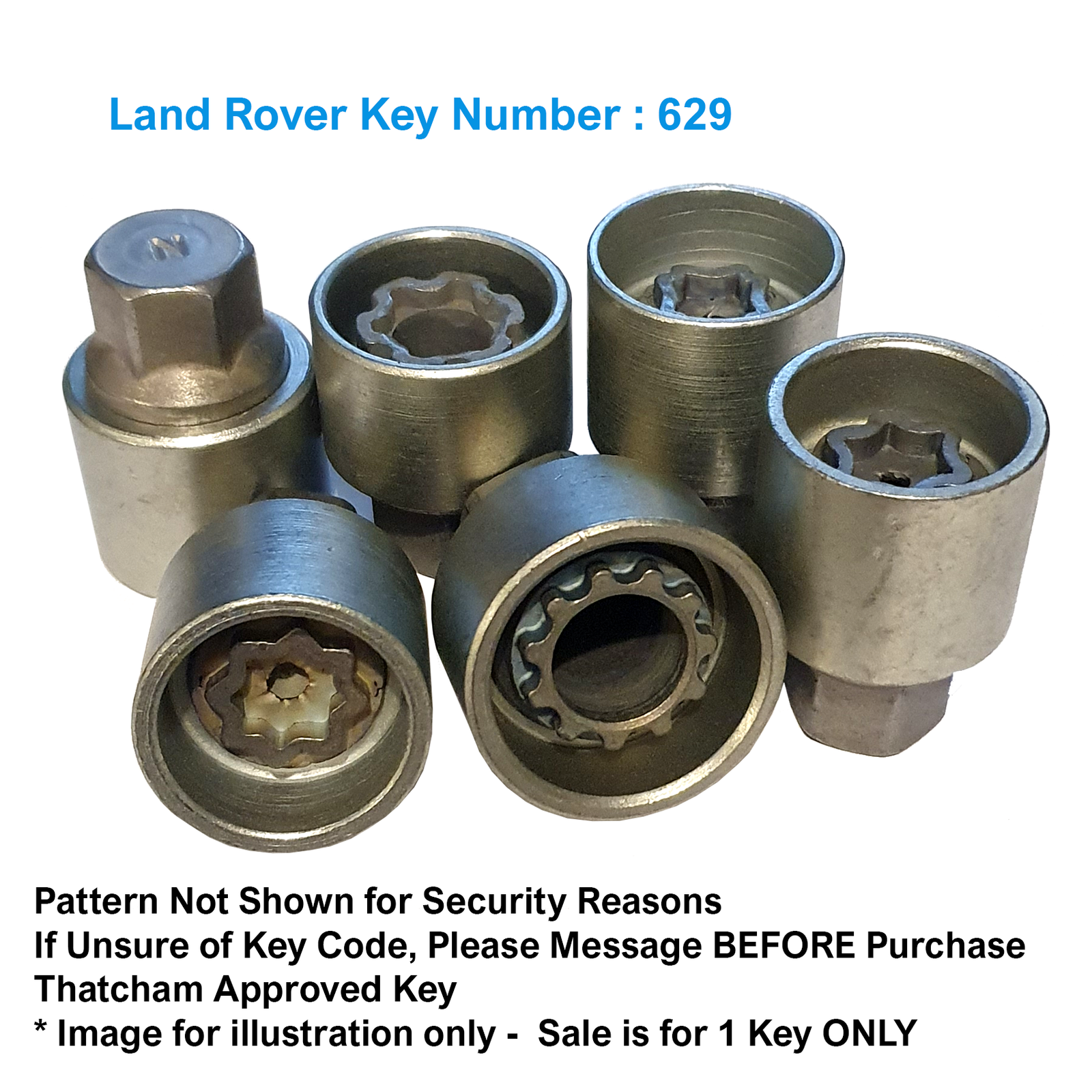 Wheel Locking Key For Volkswagen - Key Number 629 / J LWNK Security Lock Nut Bolt 